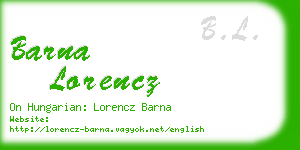barna lorencz business card